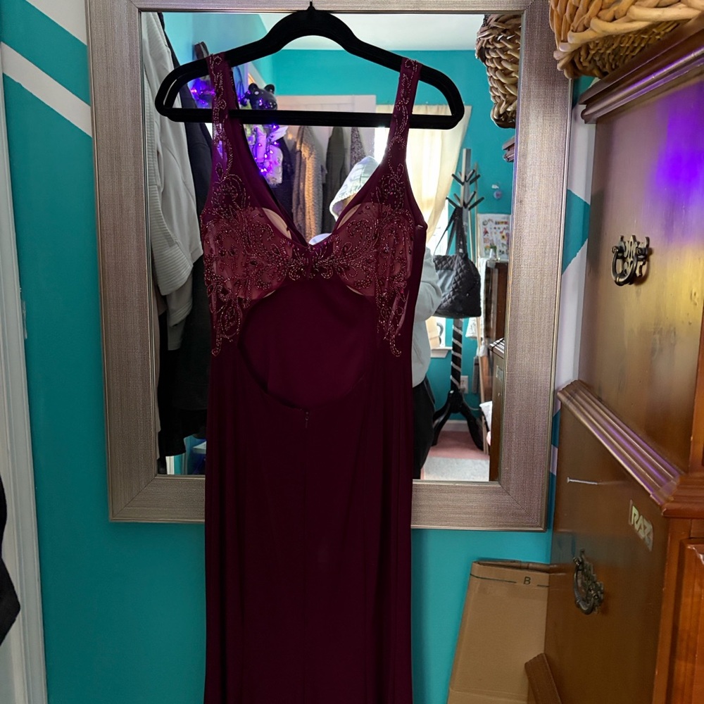 Elegant Burgundy Evening Gown